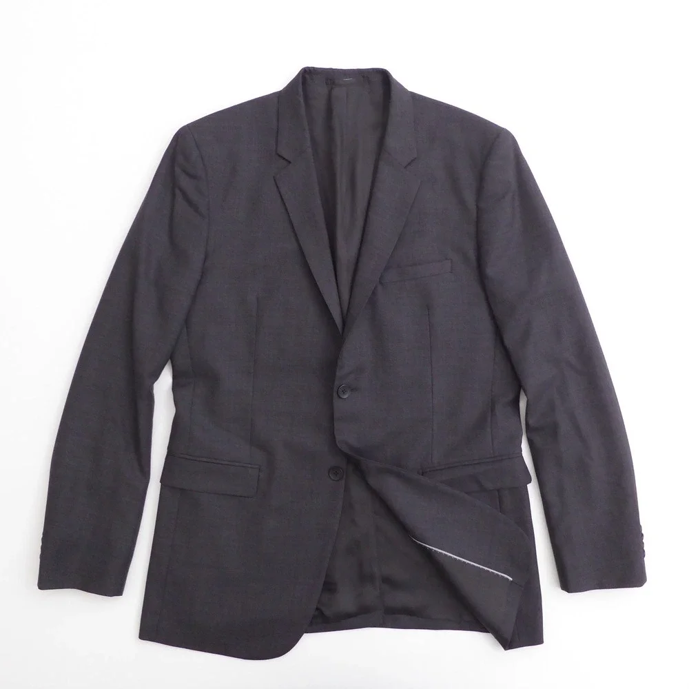 Theory Mens Blazer Jacket Charcoal Grey 100% Wool Two Button 42 Long